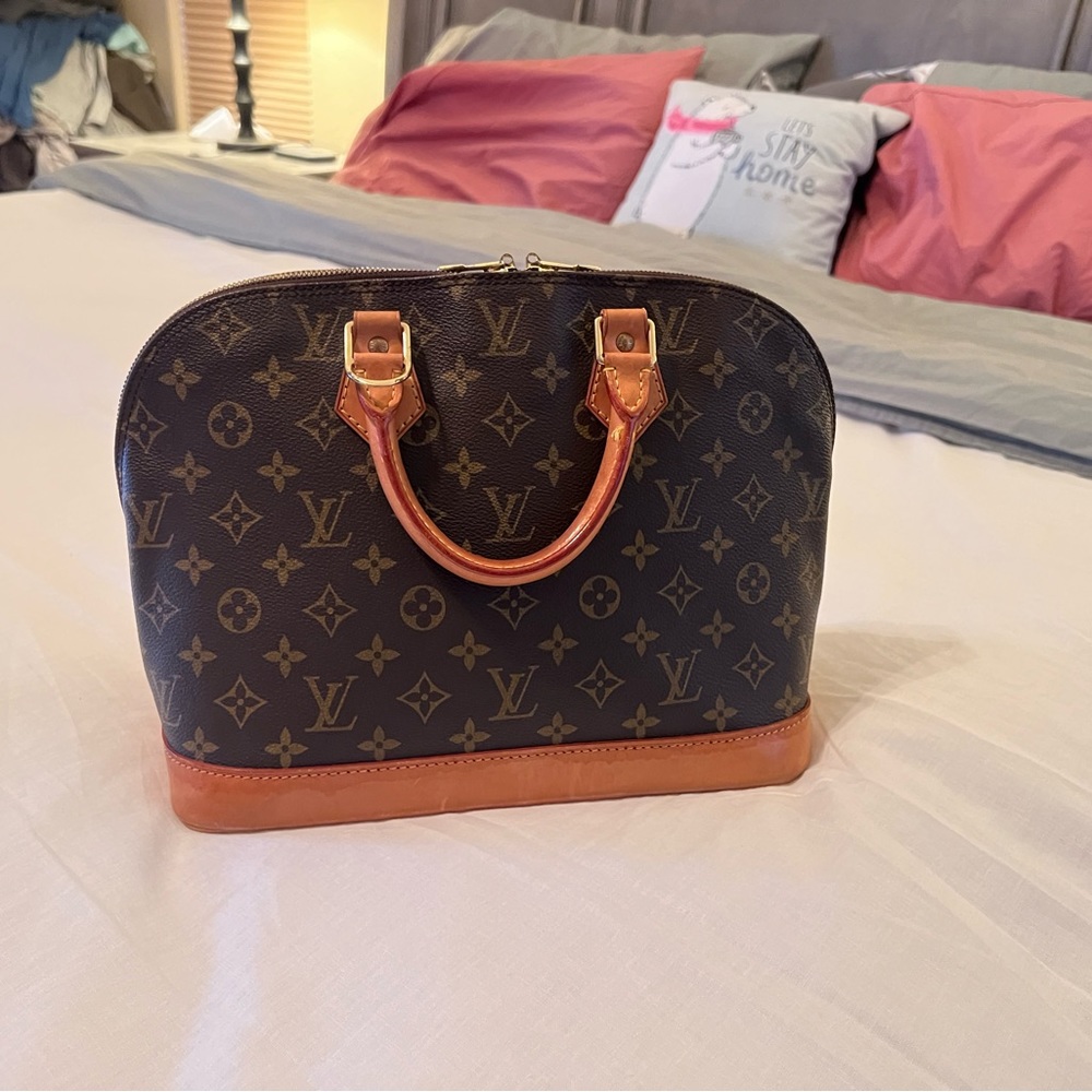 LOUIS VUITTON Authentic Monogram Vintage Brown Alma PM Designer Dome Bag Purse